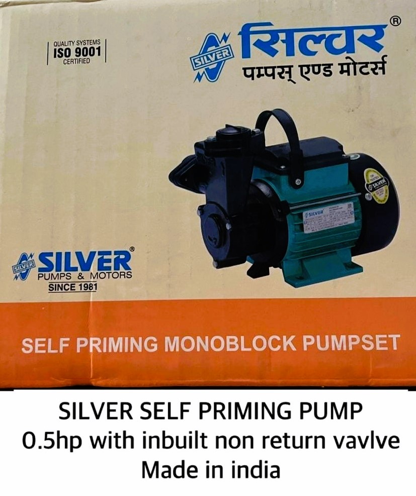 Silver self priming pump 0.5hp with inbuilt valve Silver self priming pump 0.5hp with inbuilt valve