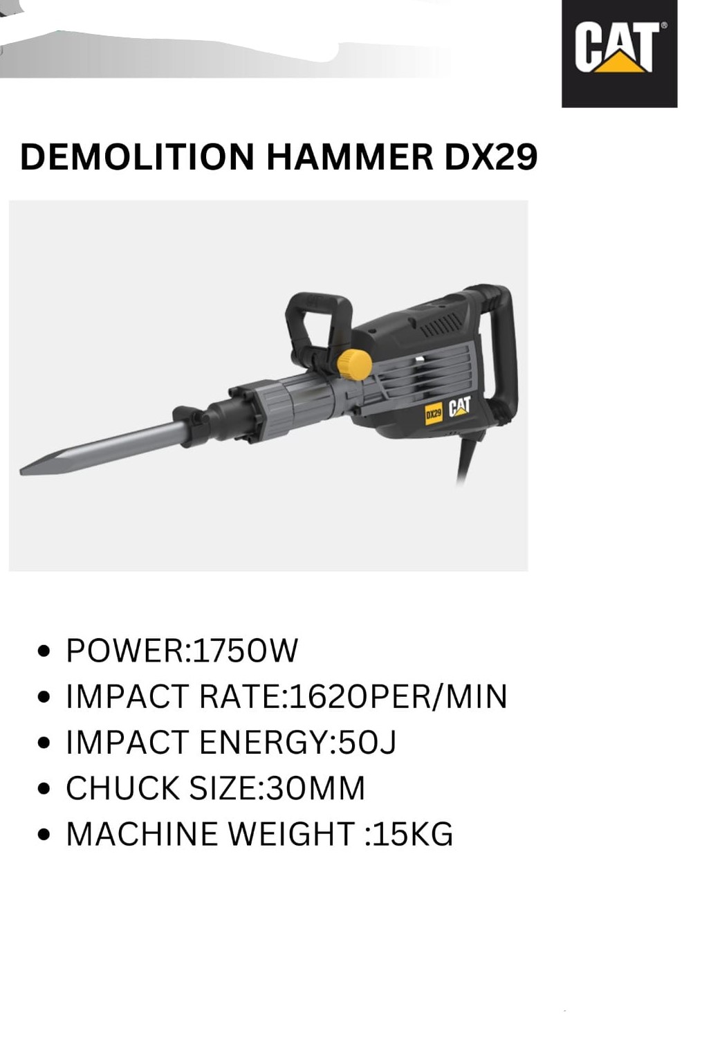 Cat demolition hammer drill dx29 1750w Cat demolition hammer drill dx29 1750w